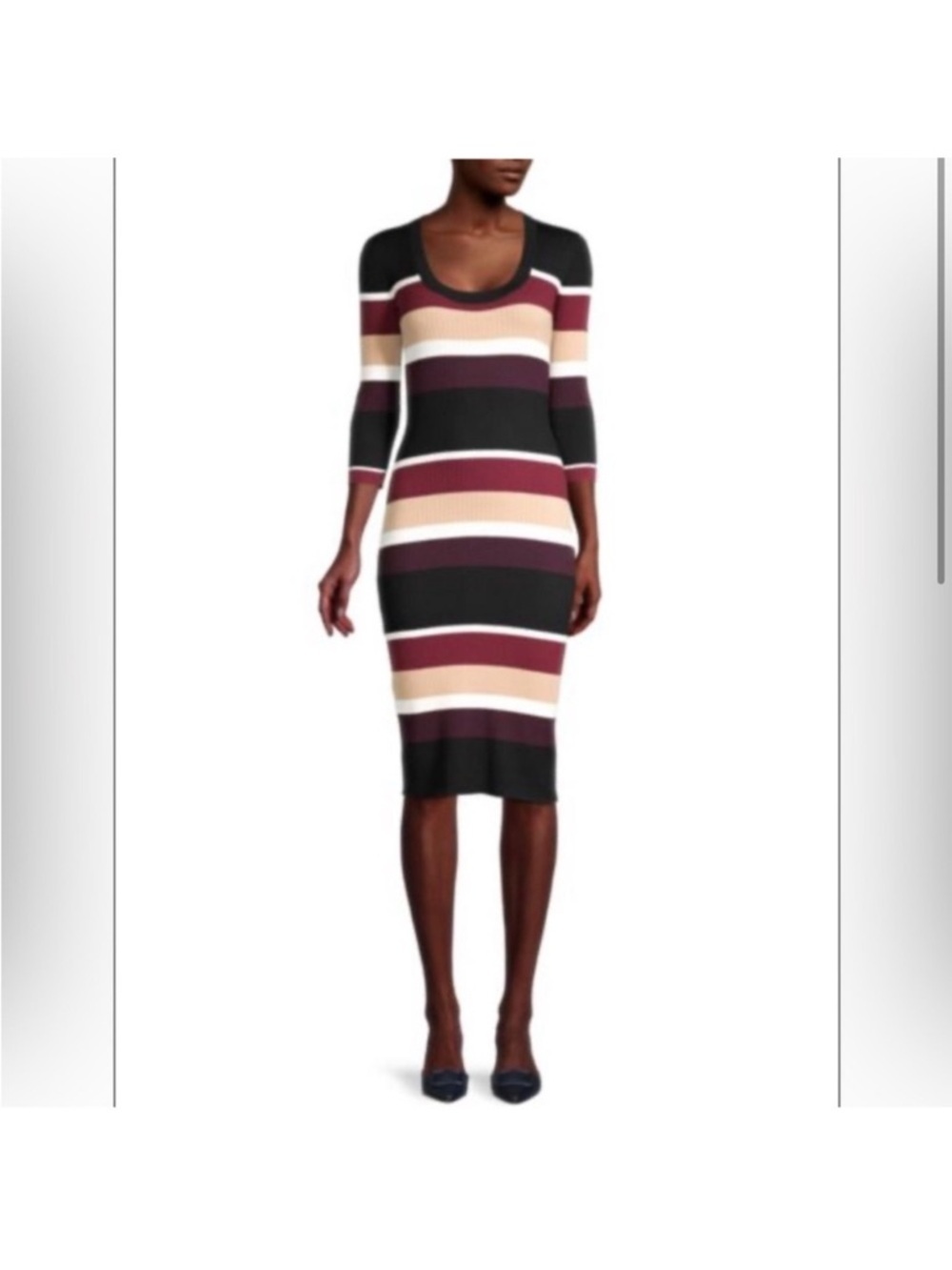 Trina Turk St. Elana Ribbed MIDI Sweater Bodycon Stripe Sweater Dress